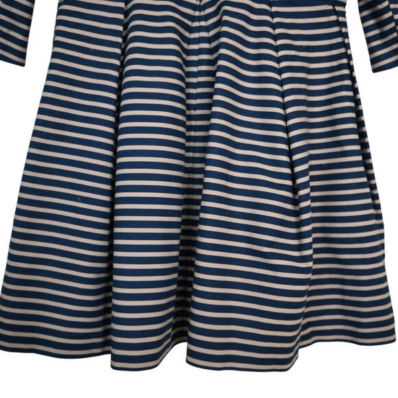 GAP Womens 6 Fit and Flare Navy Camel Striped Dress - Picture 6 of 11
